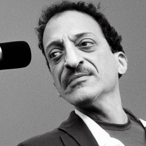 Prompt: portrait of anthony cumia holding a microphone