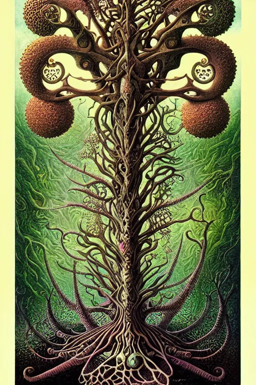 Image similar to tree of life by roger dean and andrew ferez, art forms of nature by ernst haeckel, divine chaos engine, symbolist, visionary, art nouveau, botanical fractal structures, organic, detailed, realistic, surreality