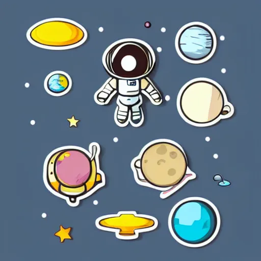 Image similar to cute astronaut sticker art, vector art, concept, white background