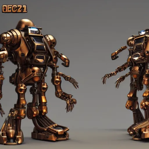 Image similar to a steampunk mech - suit designed to shoot down other mech - suits, 3 d render, unity, steam, pipes, guns, copper, metal, slightly rusty, plain background, finely detailed, epic, intense, sparks, cinematic lighting,