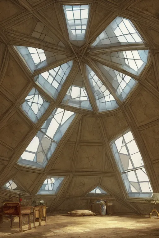 Image similar to a realistic detail of triangular attic with three domed windows, the middle one larger than the two sides, france in the 1 8 th century, shining star, raining, goth, wide - angle lens, by syd mead, francois boucher, unreal engine 5