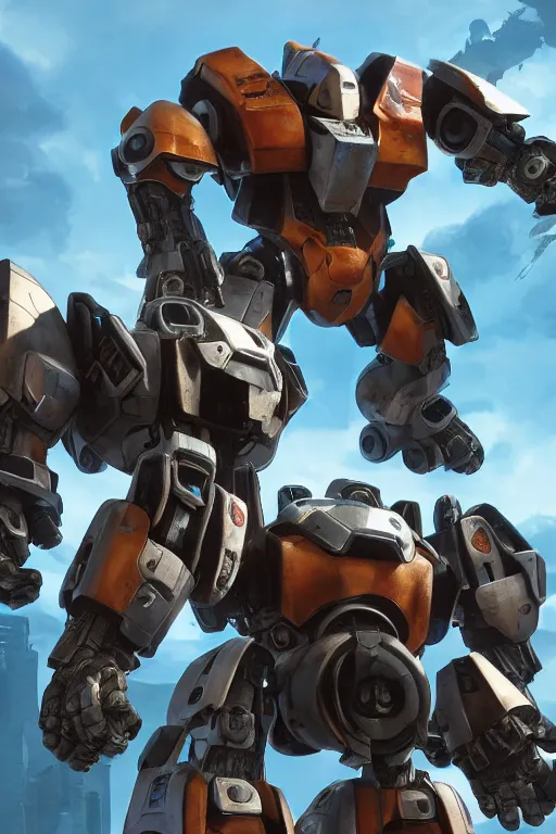 Image similar to mechwarrior 5 : mercenaries mech megaman transformer robot boss tank engine game octane render, 4 k, hd 2 0 2 2 3 d cgi rtx hdr style chrome reflexion glow fanart, global illumination ray tracing hdr fanart arstation by ian pesty by jesper ejsing pixar and disney unreal zbrush central hardmesh