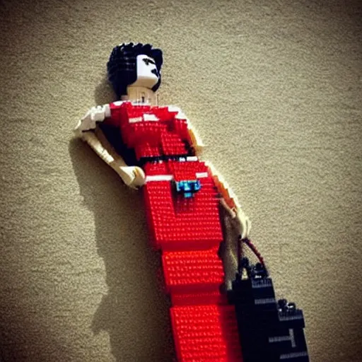 Image similar to “Beautiful woman wearing Dress made out of lego, Full Body, Fashion Photography”