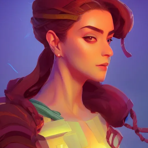 Image similar to beautiful female portrait, maya ali mage, gloomhaven, dynamic lighting, gaudy colors, octane render aesthetic, matte painting concept art, official fanart behance hd artstation by jesper ejsing, by rhads and makoto shinkai and lois van baarle and ilya kuvshinov and rossdraws