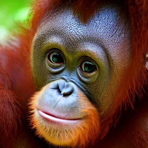 Prompt: portrait of a baby orangutan, cute