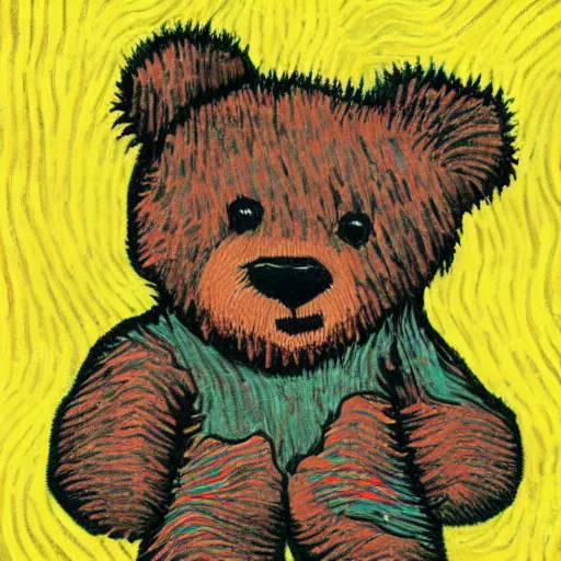 Prompt: A teddy bear in the style of Vincent van Gogh