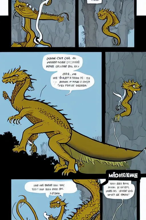 Image similar to a graphic novel comic about dragons, by mike holmes, webcomic, cartoon