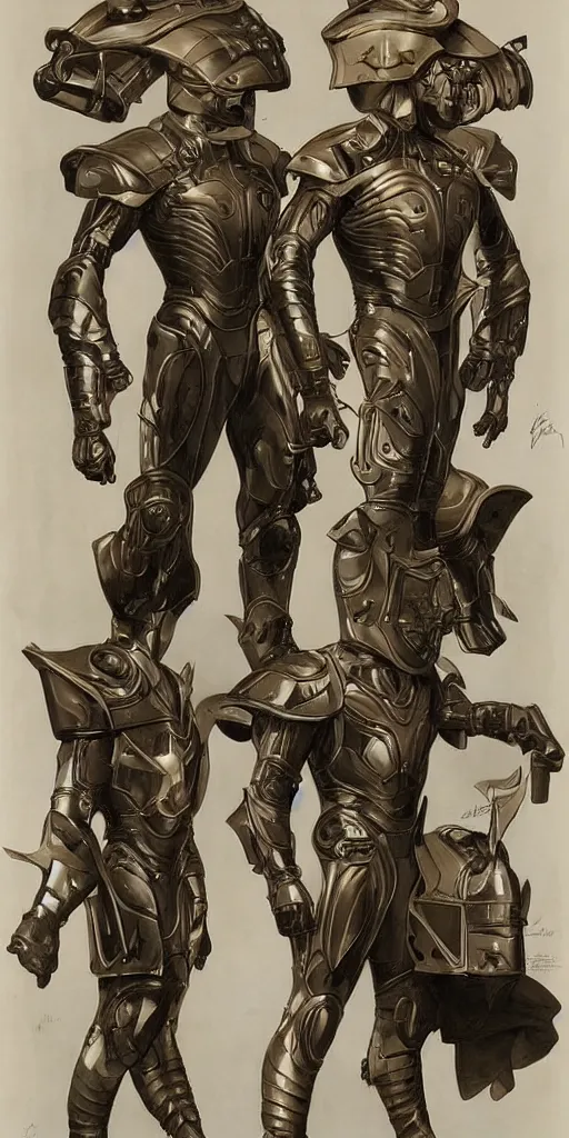 Prompt: futurist armor for soldiers by leyendecker, intricate, extreme details