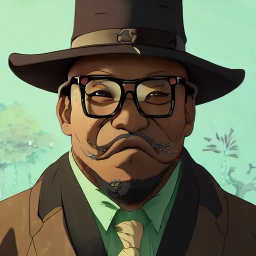 Image similar to portrait of big smoke as a zoologist, anime fantasy illustration by tomoyuki yamasaki, kyoto studio, madhouse, ufotable, trending on artstation