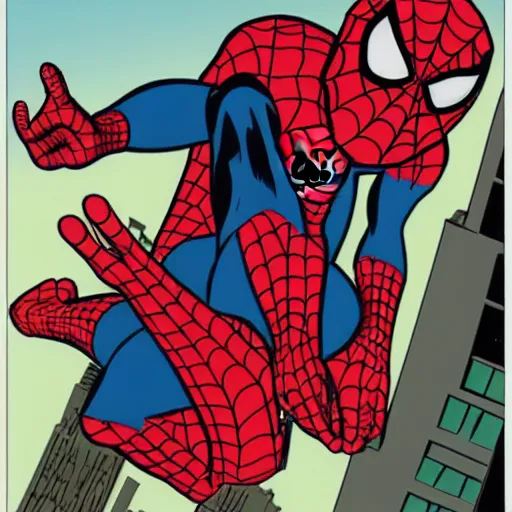 Prompt: spiderman drawn the style of herge