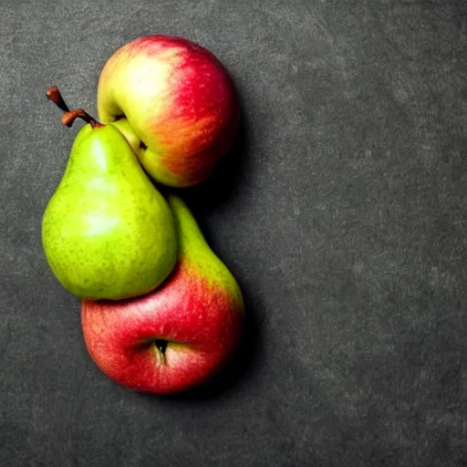Prompt: fruit hybrid between a pear and an apple