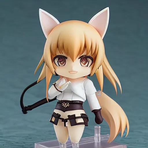 Image similar to an anime nendoroid figurine of cute caracal, fantasy, figurine, product photo