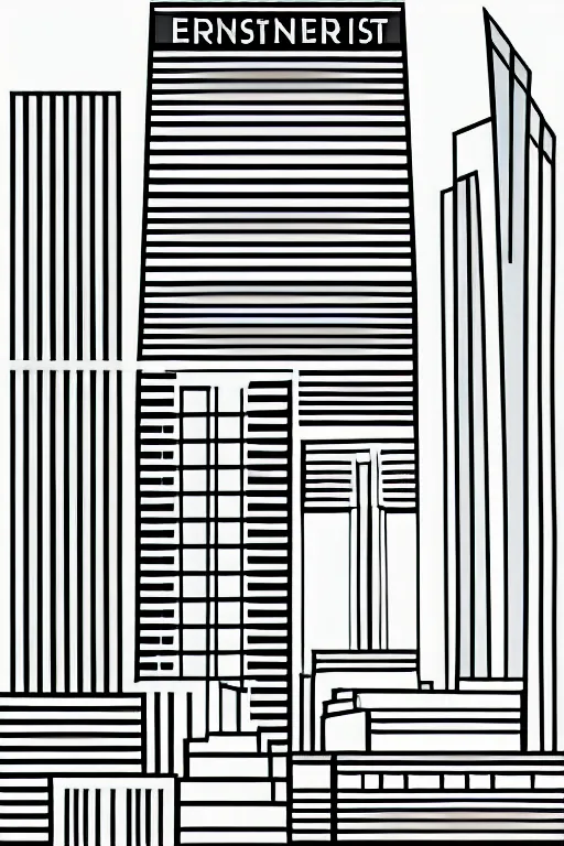 Image similar to minimalist boho style art of frankfurt european central bank, illustration, vector art