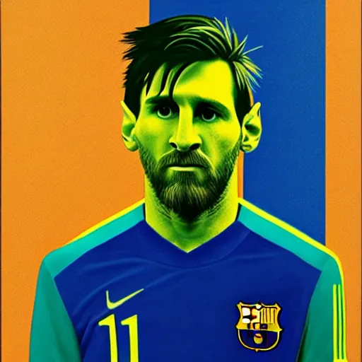 Image similar to a portrait of lionel messi in a scenic environment by tomma abts