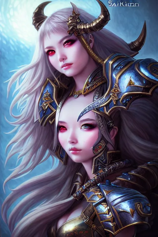 Image similar to sakimi chan, fantasy armor, detailed face, tony sart, sophie anderson