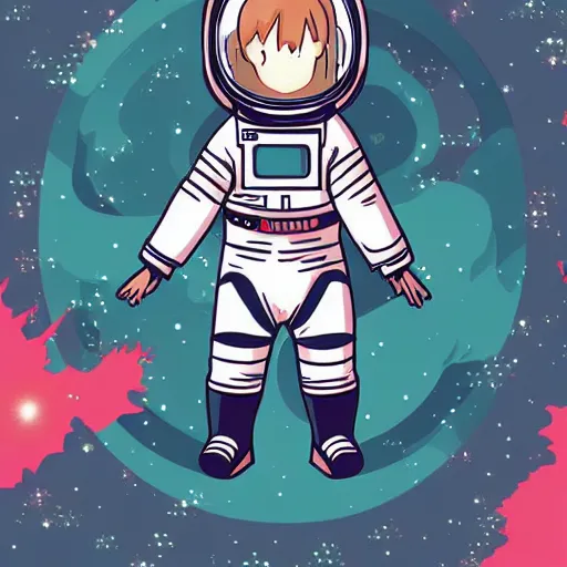 Image similar to an astronaut relaxing in space, manga character, anime, vector art, glitchcore, studio ghibli,