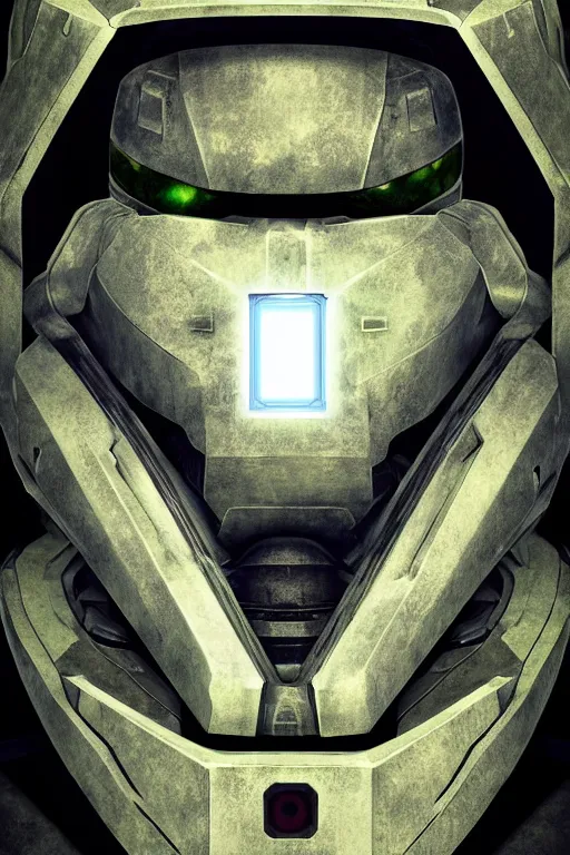 Image similar to robot ninja mask helmet halo master chief radiating a glowing aura global illumination ray tracing hdr fanart arstation by ian pesty and katarzyna da „ bek - chmiel