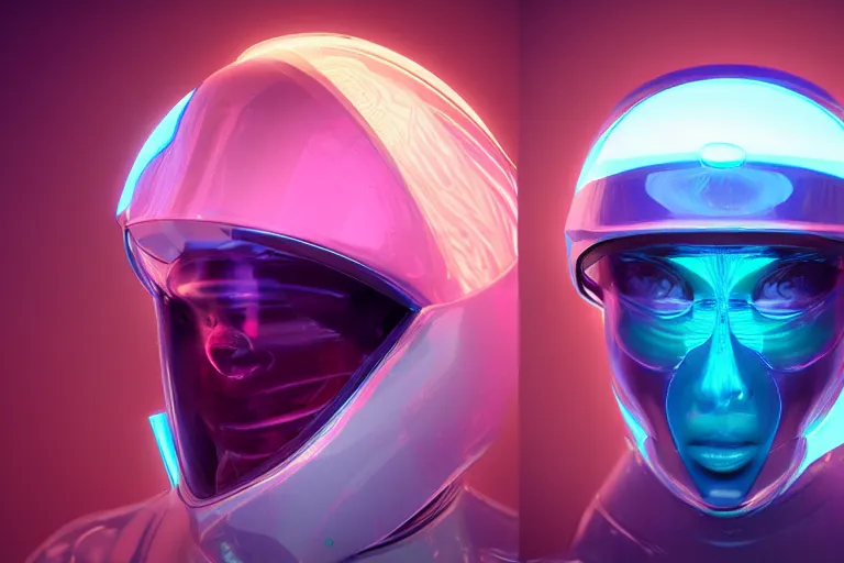 Prompt: futuristic fluid aquamarine helmet visor, intricate, glowing, eyecandy, colorful, 3 d, octane render, photorealistic, modern, warp,