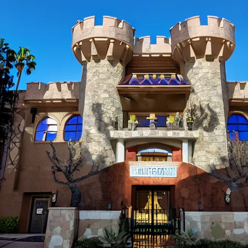 Prompt: NRG Gaming Castle exterior located in Los Angeles