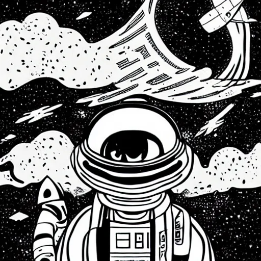 Image similar to colorful mcbess style interstellar war