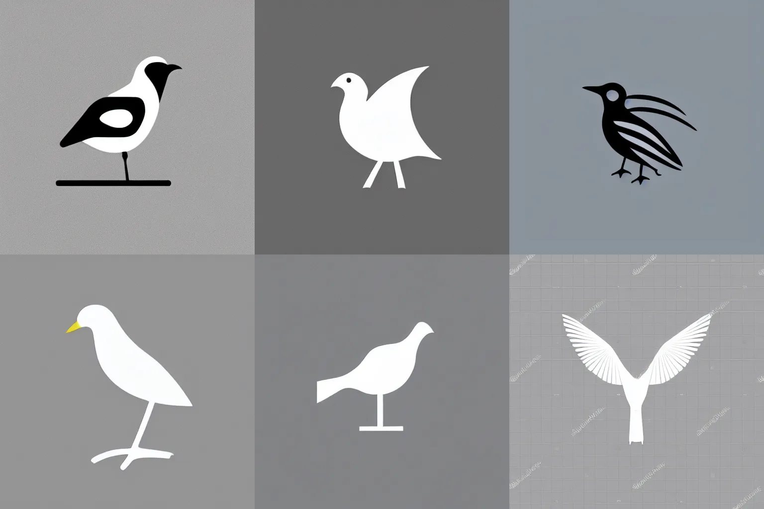Prompt: minimalist modern vector symbol of a bird, white background