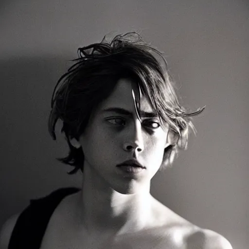 Image similar to cole sprouse photographed by nan goldin