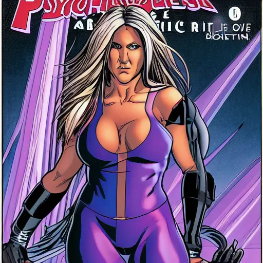 Image similar to jennifer aniston as psylocke, comic book, highly detailed