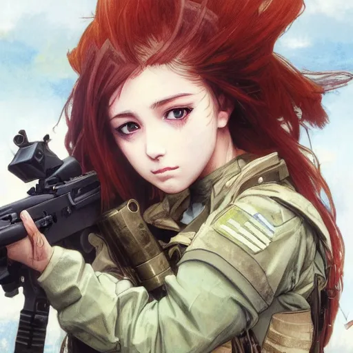 Prompt: soldier girl, squad, ground explosion, anime style, long hair, hair down, symmetrical facial features, under heavy fire, hyper realistic, pale skin, 4 k, rule of thirds, extreme detail, detailed drawing, trending artstation, hd, fantasy, d & d, realistic lighting, by alphonse mucha, greg rutkowski, sharp focus, backlit, soldier cloth