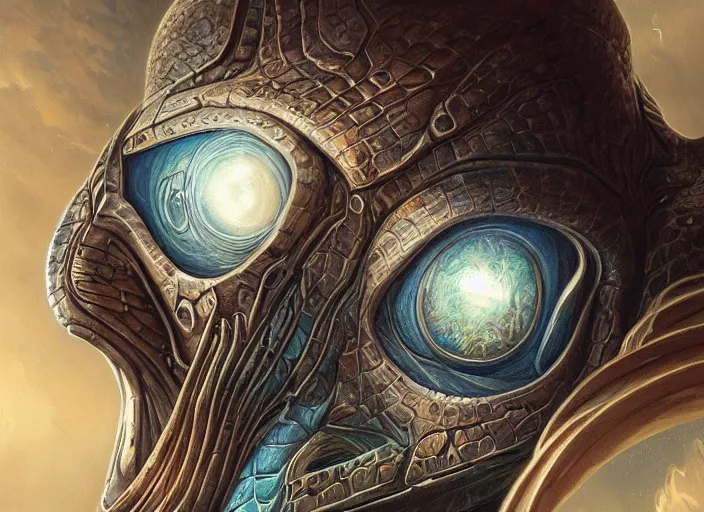 Image similar to space station mf doom reptile eyes, blue skin. intricate, elegant, highly detailed, centered, digital painting, artstation, concept art, smooth, sharp focus, illustration, artgerm, tomasz alen kopera, peter mohrbacher, donato giancola, joseph christian leyendecker, wlop, frank frazetta