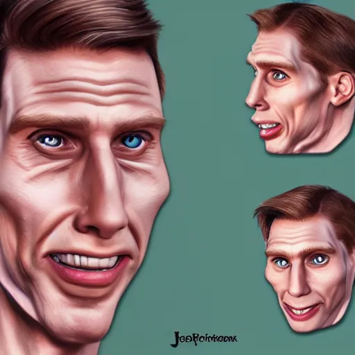 Image similar to Caricature portraits done of Jerma, realistic, hyperrealistic, very realistic, highly detailed, very detailed, extremely detailed, detailed, oil painting, digital art, trending on artstation