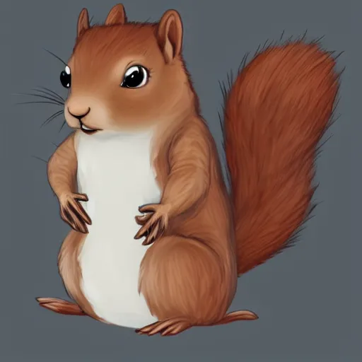 Image similar to a cute squirrel whit fluffy fur drawn concept art