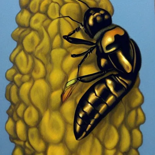 Image similar to inhaling wasps painful hyperrealism