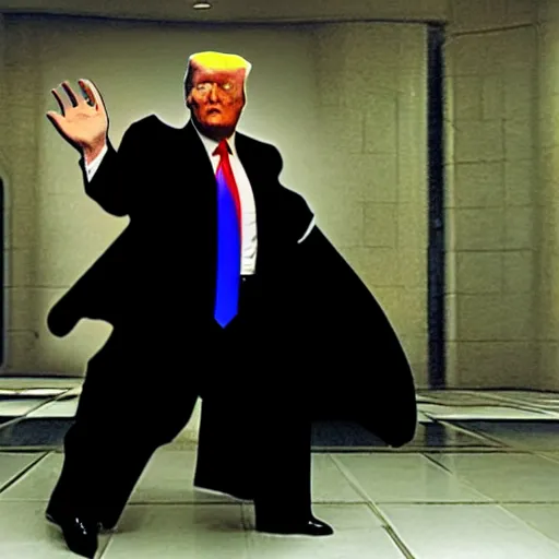 Prompt: A still of Donald Trump in the Matrix,realistic,detailed,close up