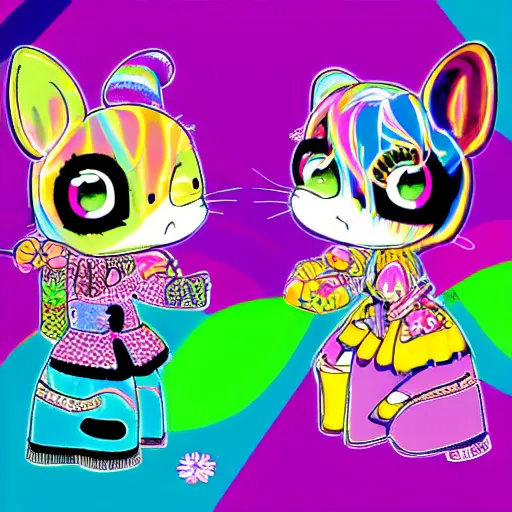 Image similar to Lisa Frank and Yoshitomo Nara