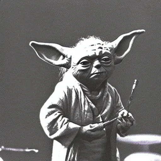 Image similar to yoda performing at woodstock