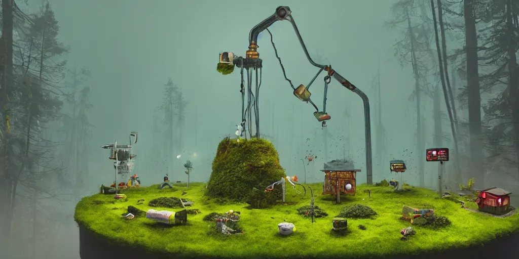 Prompt: moss terrarium, simon stalenhag, very coherent, 4 k,