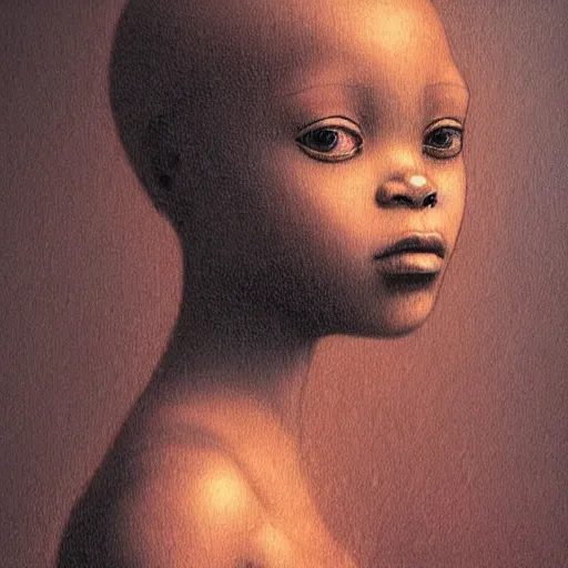 Image similar to a painting of a African girl by Leonardo da Vinci . dramatic angle, ethereal lights, details, smooth, sharp focus, illustration, realistic, cinematic, artstation, award winning, rgb , unreal engine, octane render, cinematic light, macro, depth of field, blur, red light and clouds from the back, highly detailed epic cinematic concept art CG render made in Maya, Blender and Photoshop, octane render, excellent composition, dynamic dramatic cinematic lighting, aesthetic, very inspirational, arthouse.