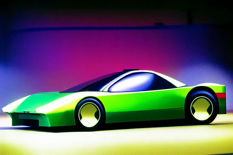 Prompt: stylized poster of autozam az - 1 concept, thick neon lights, ektachrome photograph, volumetric lighting, f 8 aperture, cinematic eastman 5 3 8 4 film