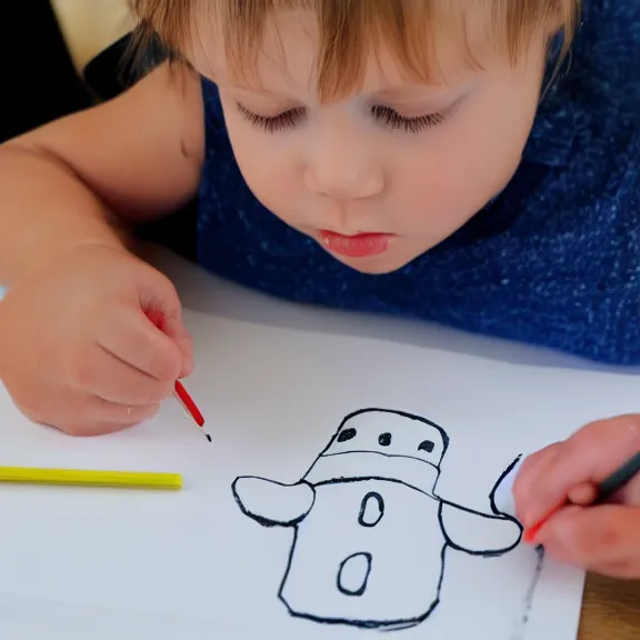 Image similar to 911. toddler drawing. crayon. White paper