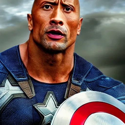 Prompt: Dwayne Johnson as Captain America