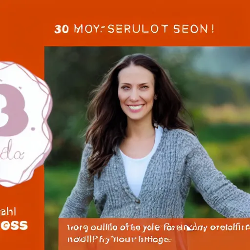 Prompt: 3 0 year old female health coach, beautiful, selling an online self - help course, image of a woman in a moodle online course