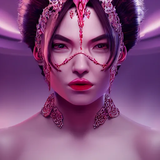 Prompt: portrait of evil princess of rubies with fair skin, ornate 8 k gorgeous intricate detailed, accent lighting, dramatic light, octane render