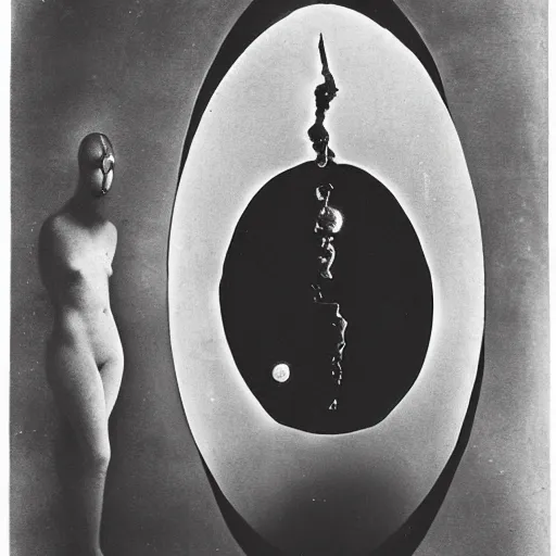 Image similar to by claude cahun, by brothers grimm insane, dull. a beautiful body art of a black hole. this hole appears to be a portal to another dimension or reality, & it is emitting a bright, white light. there are also stars & other celestial objects around it.