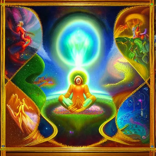 Prompt: the astral realm sacred journey in oil painting, windows 9 8 software, trending on artstation, award winning, emotional, highly detailed surrealist art, inspired by windows 9 5 applications