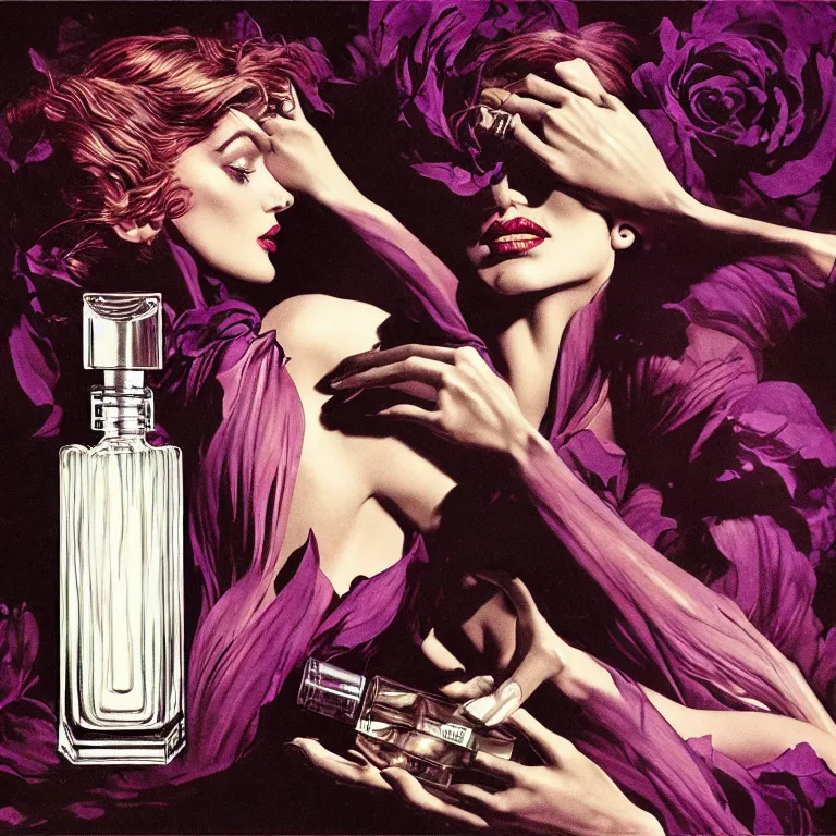 Prompt: fragrance advertising campaign by bernie wrightson