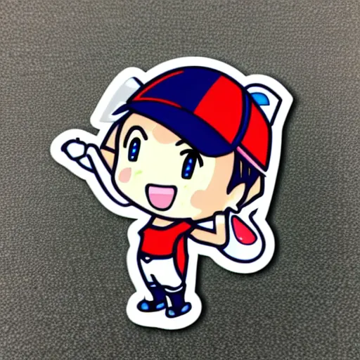 Image similar to die cut sticker of chibi anime kawaii cute golf player