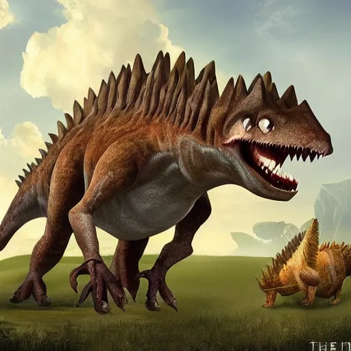 Image similar to stegoceras, mouse face teeth ears, dino epic pose