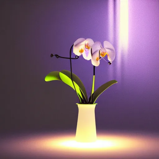 Image similar to orchid glowing in the dark, unreal engine, octane render