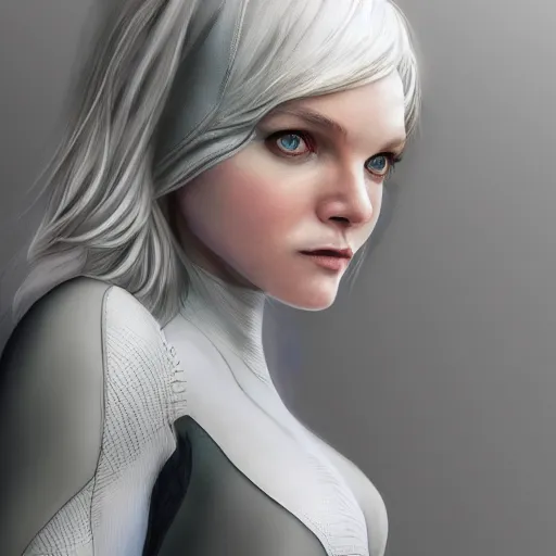 Image similar to young michelle pfeiffer as spider - gwen, fantasy, intricate, elegant, highly detailed, digital painting, artstation, concept art, smooth, sharp focus, contemporary fashion shoot, by edward robert hughes, annie leibovitz and steve mccurry, david lazar, jimmy nelsson, extremely detailed, hyperrealistic, perfect face, octane render