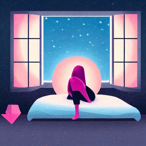 Image similar to Study background, warm tones, night, window, lots of detail, midevil, girl laying head on desk, sleep, magic, warm lighting, pink aesthetic